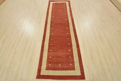 Gabbeh Lori Runner 2’11” X 9’8” Red Wool Hand-Knotted Oriental Rug • $403.75