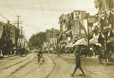 Meriden CT 1906 Main St. Bicycle Postcard Horse Antique Vehicle 2006 • $4.95