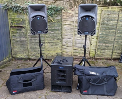 £960 • Buy MACKIE Compact  PA SYSTEM SRM450 V1's + SWA1501 Sub + Carry Bags + Stands