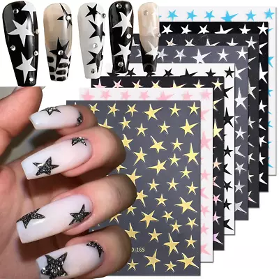 8 Sheets Star Nail Art Stickers Decals Designer Nail Art Supplies 3D Glitters St • $11.13