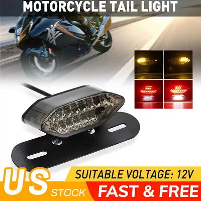Universal Motorcycle LED Turn Signals Brake Integrated License Plate Tail Light • $12.99