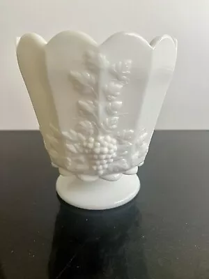 Vintage Westmoreland Milk Glass Planter /vase 5 Inches Tall Paneled Grape Footed • $34.97