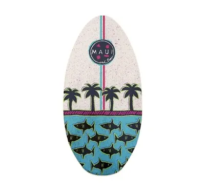 Vintage Maui & Sons Skimboard Palm Trees & Sharks Logo Wood Surf Beach • $35
