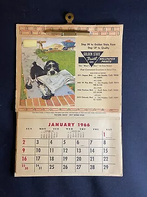 Vintage 1966 Golden State Paint Company 12 Month Calendar With Monthly Recipes ￼ • $15