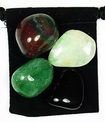 FOR THE HEALER Tumbled Crystal Healing Set = 4 Stones + Pouch + Description Card • $10.99