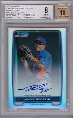 MATT SZCZUR 2012 Bowman Chrome Refractor Autograph RC #'d 457/500 BGS 8/10 Auto • $24