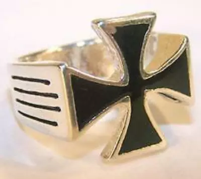 DELUXE BLACK IRON CROSS SILVER BIKER RING BR233 Mens RINGS Jewelry NEW CROSSES • $12.99