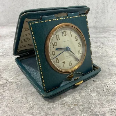 Tiffany & Co. 8 Day Travel Alarm Clock Vintage Green Leather • $210