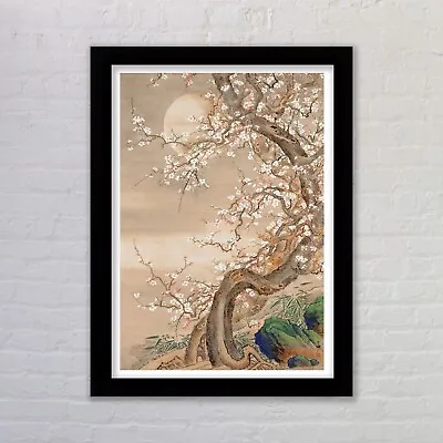 Framed Japanese Plum Blossoms By Moonlight By So Shizan Japanese Art Poster • £3.75