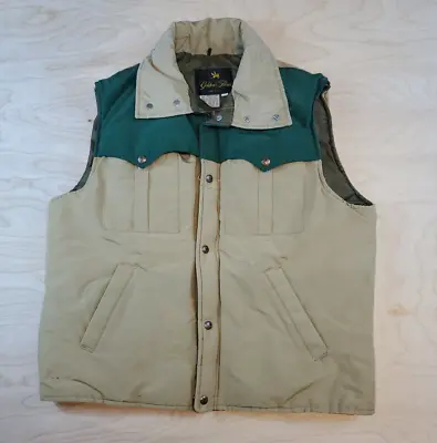 Golden Fleece Mens Size L Large Tan/Green Vest Sleeveless Zip And Button Up • $35