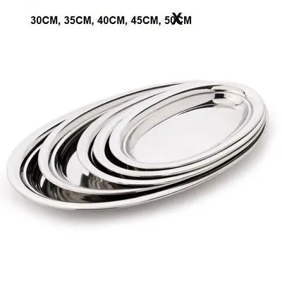 30 Cm Stainless Steel Oval Plate High Quality Parties BBQ Grill Healthy Non-Bend • $14.99