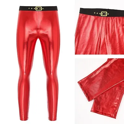 Mens Christmas Dress-up Metallic Shiny Compression Pants Stylish Xmas Leggings • $12.29