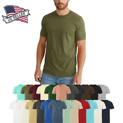 Mens Premium Ring Spun Cotton Comfort Customizable Short Sleeve T Shirt • $13.99