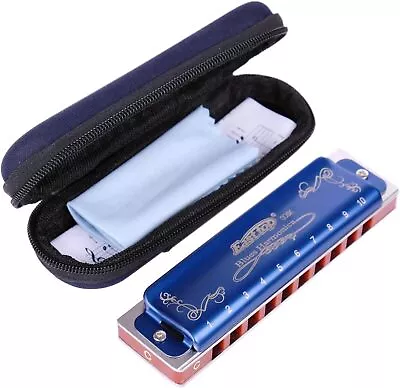 EASTTOP 10Hole Blues Harmonica T008K Diatonic Blue Harmonica Mouth Organ Gift US • $19.89