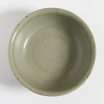 Antique  Chinese Ming Incised Celadon Bowl With Floral Design. • $1200