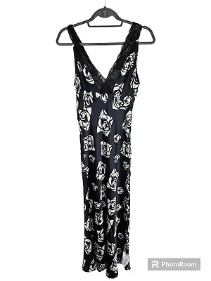 £35.99 • Buy Topshop Lace And Rose Satin Printed Cami Midi Dress Mono Size 6 RRP £55