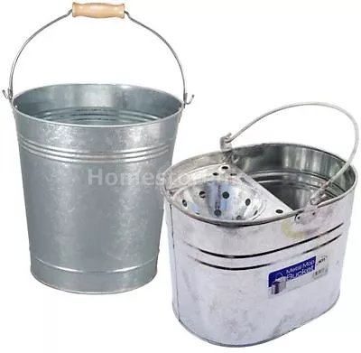 Mop / Pail Water Bucket Metal Galvanised Large Plant Pot Cleaning Garden Handled • £8.95