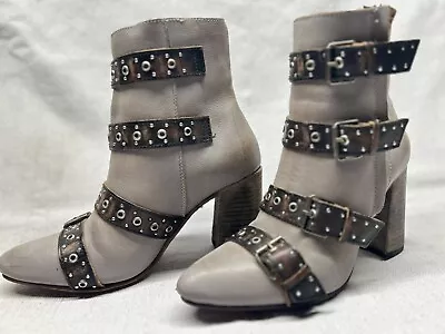 Freebird JOUST By Steven Strappy All Leather Pointed Toe Block Heel Boots Sz 10 • $99.99