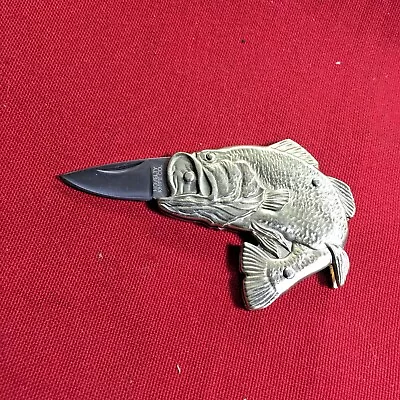 Novelty Knife Co Solid Nickel Silver Bass Fish Miniature  Knife   1263 Limited ! • $17.98