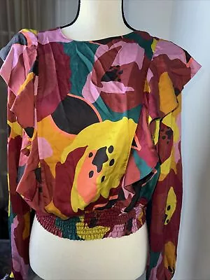 Marine Layer Women's Brooklyn Blouse Cropped Size Large Amazing Colors And Style • $59