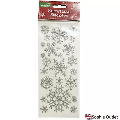 £3.19 • Buy Christmas Silver Glitter Snowflake Stickers Festive Craft Home Decals Decor UK