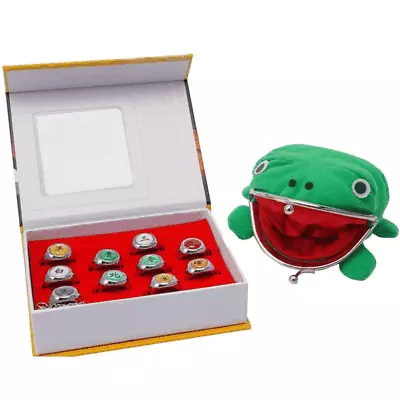 $16.25 • Buy Naruto Akatsuki Rings 10pcs Set With Green Frog Wallet And Chain Cosplay Itachi