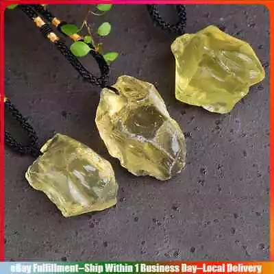 Natural Citrine Quartz Crystal Pendant Raw Rough Stone Pendulum Necklace Healing • $8.29