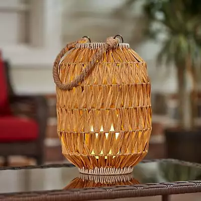  Decorative Natural Rattan Battery Powered Lantern With Removable LED Candle • $28