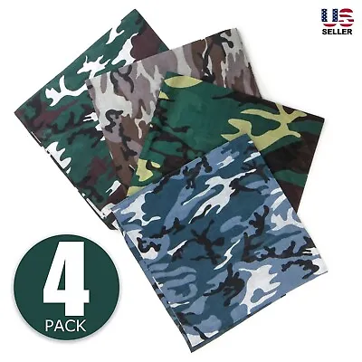 Lot 4 Pack Bandana 100% Cotton Camouflage Double-Sided Scarf Head Neck Face Mask • $8.95