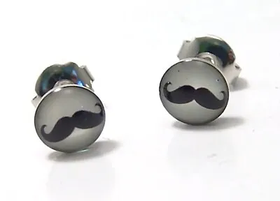 Mustache Stud Earrings Hypoallergenic Stainless Surgical Steel 7mm • $8.95