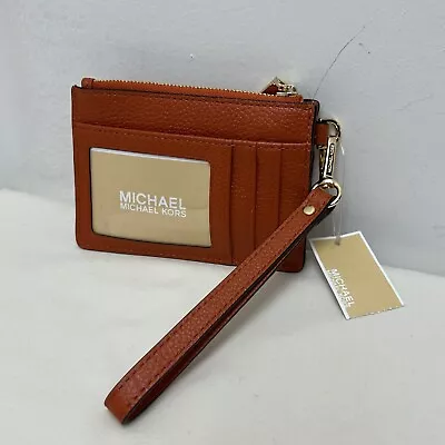 Michael Kors Money Pieces Wristlet Orange Pebbled Leather Wallet NEW 32T7GM9P0L • $39.98