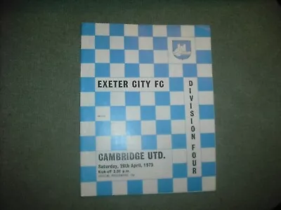 Exeter City  V  Cambridge United  (div 4)  26-4-75  Blue/white Check Version • £24.99