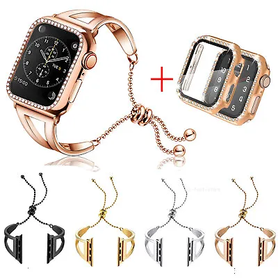 $21.99 • Buy Women Watch Band Strap + Bling Case Cover For Apple Watch Series 8 7 6 5 4321 SE