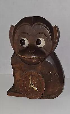 Rare Antique Moving Eye Monkey Oswald Clock Working Novelty Desk Mechanical  • $289