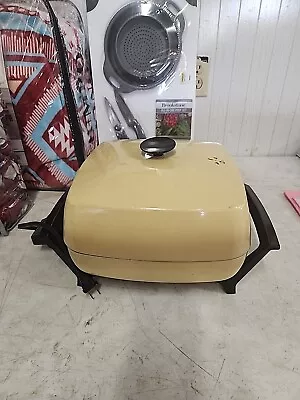 Vtg 1960's West Bend Yellow 11  Electric Skillet With Lid & Control Works • $53.99