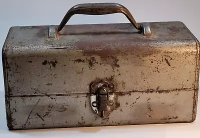 Vintage Industrial Steel Metal Green Tool Box 12 X 6 X 6 Inches • $24.95