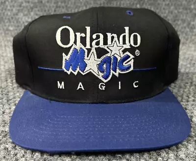 Vintage 90s NBA Orlando Magic Twins Enterprise Snapback Cap Hat Blue Black Logo • $29.97