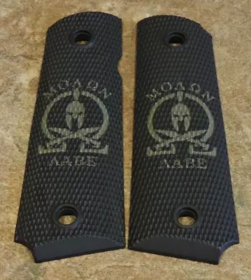 1911 Grips - SPARTAN SWORDS MOLON LABE - BLACK/OD GREEN - . 45 AMBI FULL SIZE • $26.99