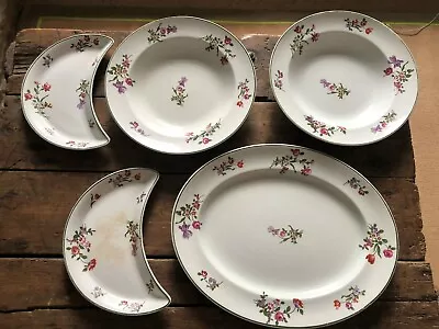 5 Pcs Vintage Sampson Bridgwood Made For Harrods Platter Dishes Flowers • £29.95