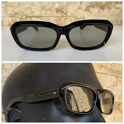 1950's Vintage Art Deco Panto Sunglasses Black Acetate Mid Century Rare Italian • $152