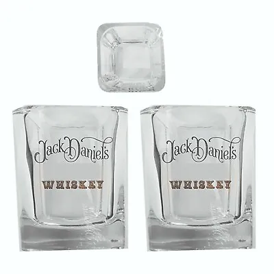 JACK DANIELS  2 X  THICK SET TUMBLER GLASSES GOLD LEAF BNWOB MAN CAVE USA  • $39.99