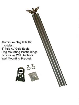 6' 6ft Aluminum Flag Pole Kit With Gold Eagle Topper Commerical Residential • $17.44
