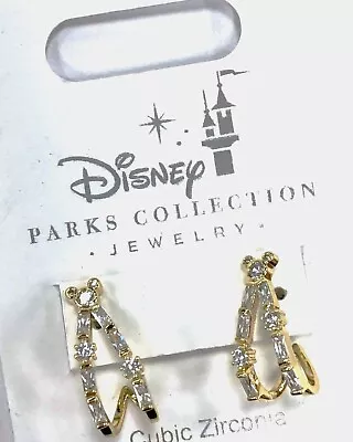 Disney Parks Collection  Mickey Mouse Icons Cubic Zirconia Double Hoop Earrings • $24.95