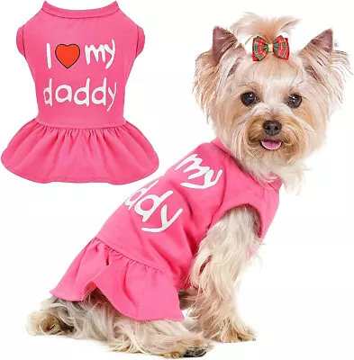 Dog Dress I Love My Daddy & Mommy Vest Apparel Puppy Clothes For Small Dogs US • $7.99