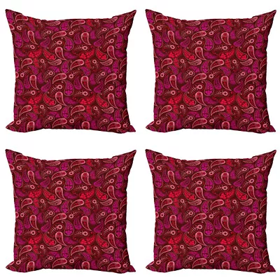 Paisley Pillow Cushion Set Of 4 Rhythmic Drop Shaped Motifs • £22.99