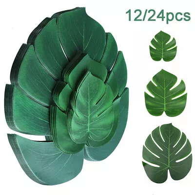 £2.99 • Buy 24X Tropical Hawaiian Artificial Palm Leaves Jungle Foliage Luau Party Decor UK