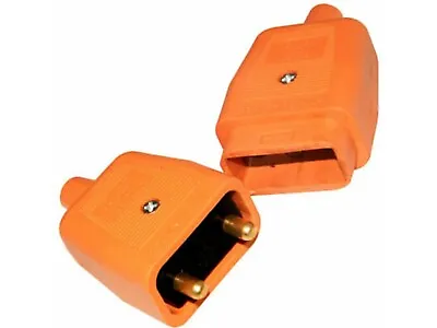 10 Amp 2 Pin Rubber Flex Cable Connector Flymo Lawnmower Hedge Trimmer Orange • £4.99