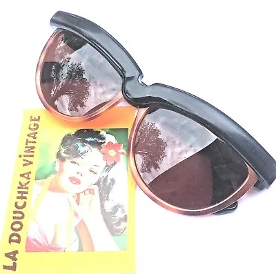 ALAIN MIKLI FRENCH 1980s WOMEN SUNGLASSES~TORTOISE & BLACK~RETRO GLAMOUR DESIGN • $125