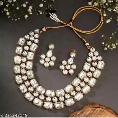 Indian Bollywood Gold Plated Kundan Choker Bridal Necklace Earrings Jewelry Set • $27.71