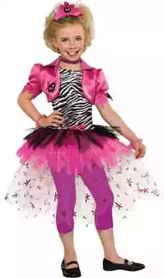 Pink Punk Princess 80's Zebra Pop Rock Star Fancy Dress Halloween Child Costume • $31.85